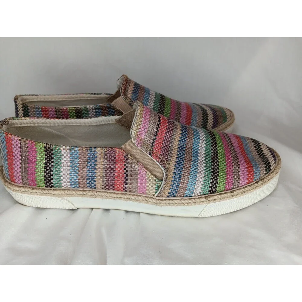 Jack Rogers Espadrilles 7.5 Multicolor Stripe Slip Ons Comfort Flats